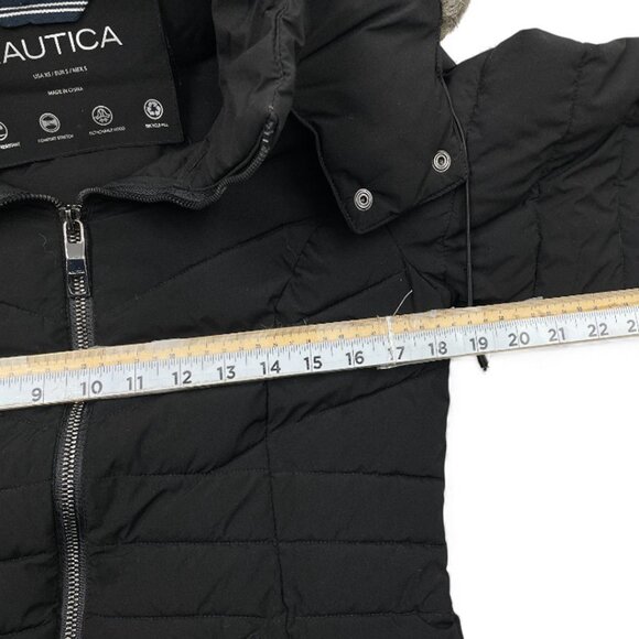 Nautica Black Hooded Puffer Removable Hood Winter Coat Jacket Women's XS - Picture 5 of 9